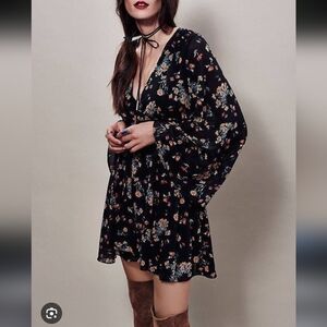63. | Free People | Black Floral Mini Dress